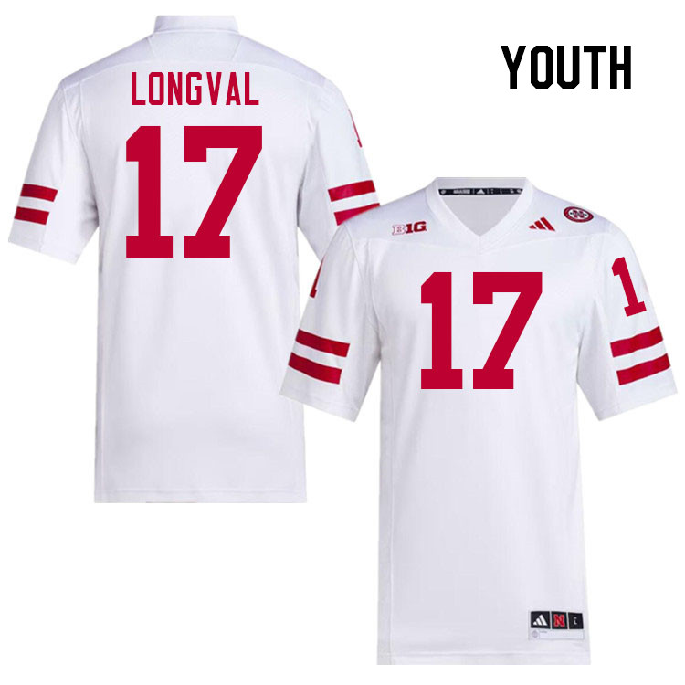 Youth #17 Luke Longval Nebraska Cornhuskers College Football Jerseys Stitched Sale-White